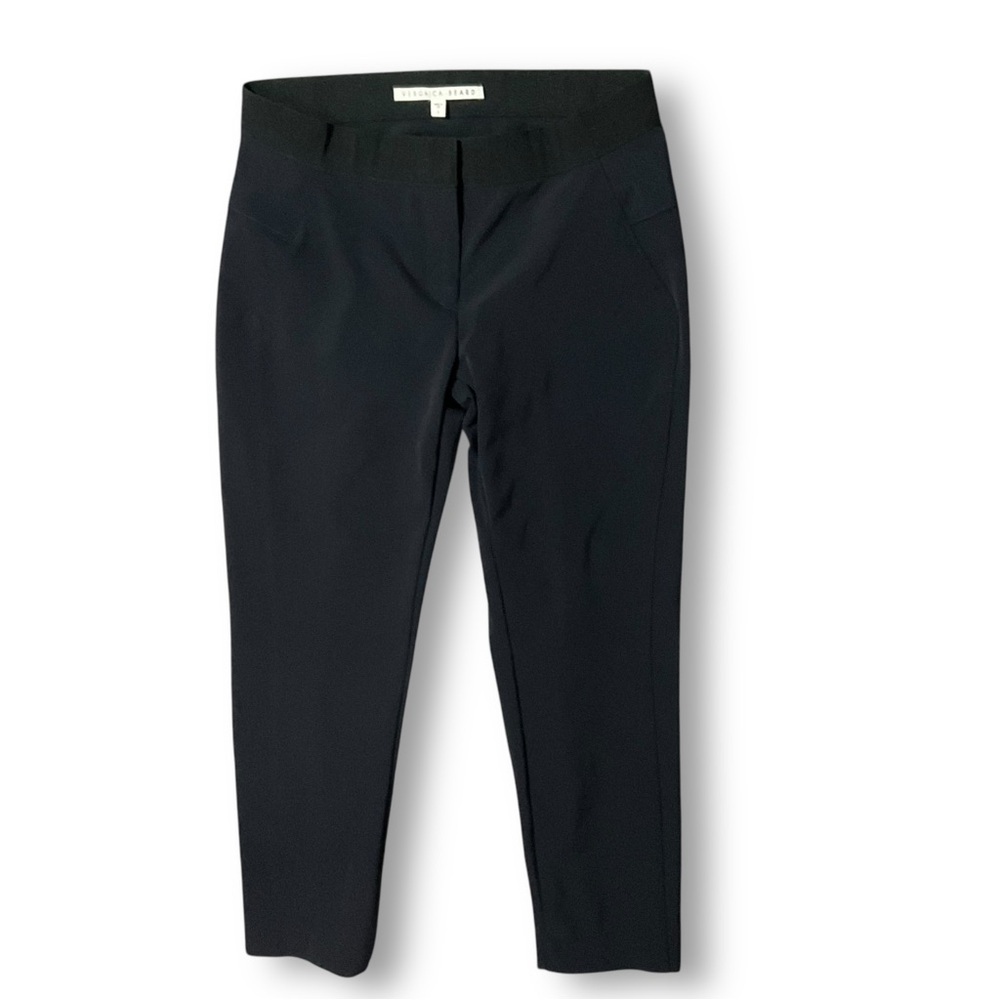 Veronica Beard Scuba Slim Pant Sz 4 Stretch Crop Mid Rise Career Navy Blue